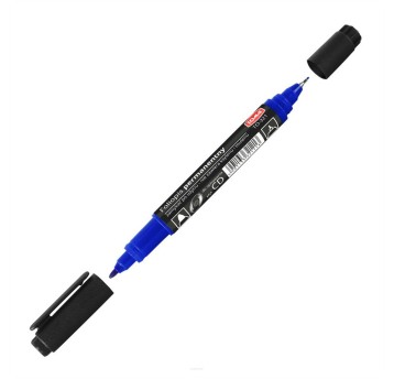 Marker do CD/DVD permanentny TOMA TO-321 dwustronny końcówka okrągła / igłowa 0,5mm / 1mm kol. niebieski