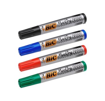 Marker permanentny BIC MARKING 2000 końcówka okrągła 1,7mm kpl. 4 kol. czarny, czerwony, zielony, niebieski [8209112]
