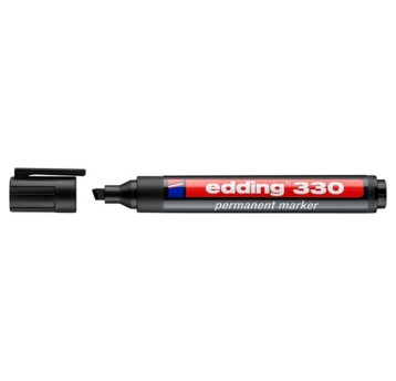Marker permanentny EDDING E-330 końcówka ścięta 1-5mm kpl. 4 kol. czarny, czerwony, zielony, niebieski [4-330 4]