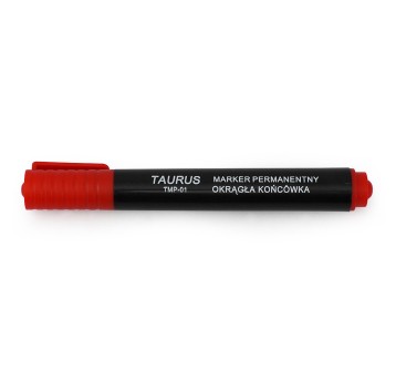 Marker permanentny TAURUS TMP-01 końcówka okrągła 1-3mm kol. czerwony
