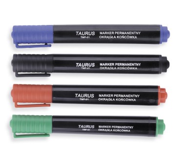 Marker permanentny TAURUS TMP-01 końcówka okrągła 1-3mm kol. czerwony