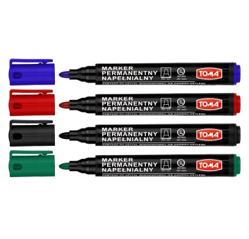 Marker permanentny TOMA TO-222 końcówka okrągła 1,5mm kol. zielony napełniany [TO-222 42]