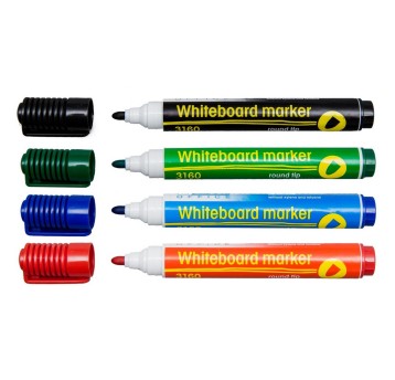 Marker tablicowy suchościeralny D.RECT TH-3160 końcówka okrągła 1-3mm kpl. 4 kol. czarny, czerwony, zielony, niebieski [105108]
