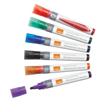 Marker tablicowy suchościeralny NOBO Liquid Ink końcówka okrągła 1-3mm kpl. 6 kol. [1901077]