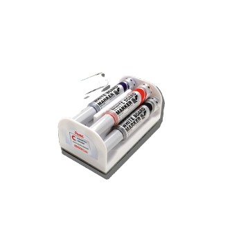 Marker tablicowy suchościeralny PENTEL MAXIFLO MWL5M końcówka okrągła 2-2,5mm kpl. 4 kol. czarny, czerwony, zielony, niebieski + gąbka [MWL5M-4N]