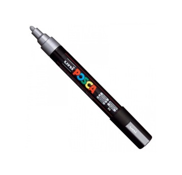 Marker z farbą plakatową UNI POSCA PC5M końcówka okrągła 1,8-2,5mm kol. srebrny