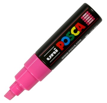 Marker z farbą plakatową UNI POSCA PC8K końcówka ścięta 8mm kol. różowy [4902778916513]