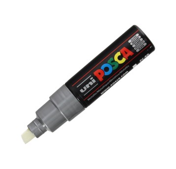 Marker z farbą plakatową UNI POSCA PC8K końcówka ścięta 8mm kol. srebrny [4902778113615]