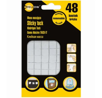 Masa mocująca kostka YELLOW ONE kol. biały 48 szt. pudełko samoprzylepna pinezka opak 50g [125-1041]