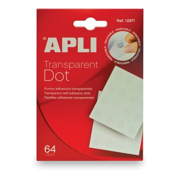 Masa mocująca kropka APLI kol. przezroczysty 64 szt. pudełko samoprzylepna pinezka [AP12871]