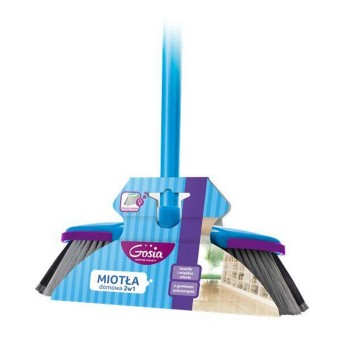 Miotła bez kija GOSIA Domowa 2w1 kol. ciemnoszary włosie miękkie i twarde