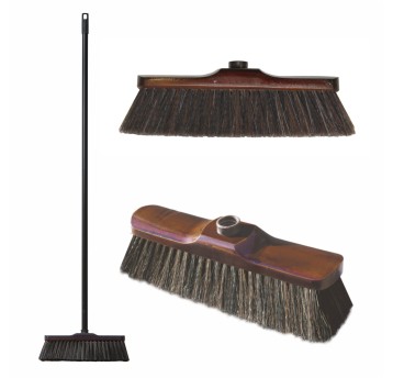 Miotła z kijem drewniana dł. 120cm YORK kol. brązowy włosie naturalne