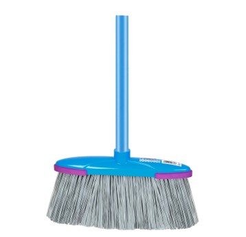 Miotła z kijem ogrodowa GOSIA kol. niebieski włosie miękkie i twarde [3466]