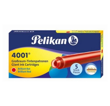 Naboje do piór wiecznych PELIKAN GTP/5 długie kol. czerwony 5 szt. niezmywalne [310623]