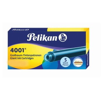Naboje do piór wiecznych PELIKAN GTP/5 długie kol. zielono-turkusowy 5 szt. niezmywalne [310656]