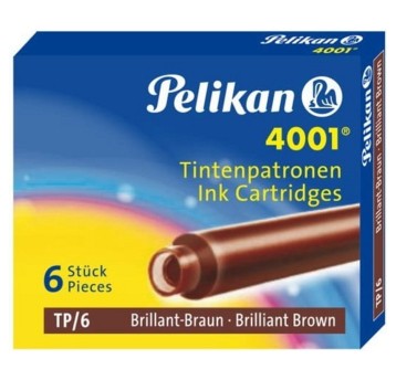Naboje do piór wiecznych PELIKAN krótkie kol. brązowy 6 szt. niezmywalne [311928]