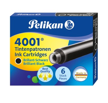 Naboje do piór wiecznych PELIKAN krótkie kol. czarny 6 szt. niezmywalne [100401546]