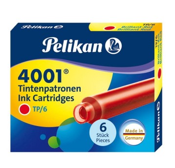 Naboje do piór wiecznych PELIKAN krótkie kol. czerwony 6 szt. niezmywalne [301192]