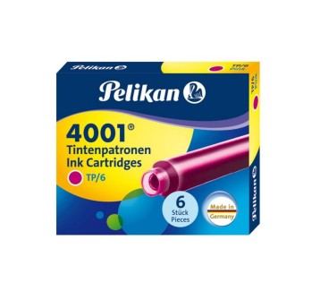 Naboje do piór wiecznych PELIKAN krótkie kol. różowy 6 szt. niezmywalne [100435993]