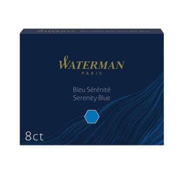 Naboje do piór wiecznych WATERMAN krótkie kol. niebieski 8 szt. niezmywalne [S0110860]