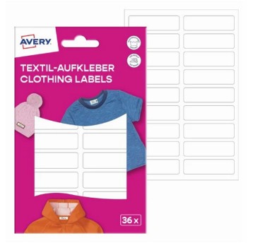 Naklejki do oznaczania odzieży wodoodporne foliowe AVERY ZWECKFORM 46 x 13mm kol. biały 36 szt. [ETVET36]