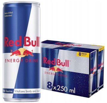 Napój energetyczny RED BULL z cukrem puszka 250ml 8 szt.