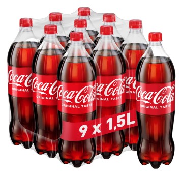 Napój gazowany COCA-COLA butelka plastik 1,5L 9 szt.