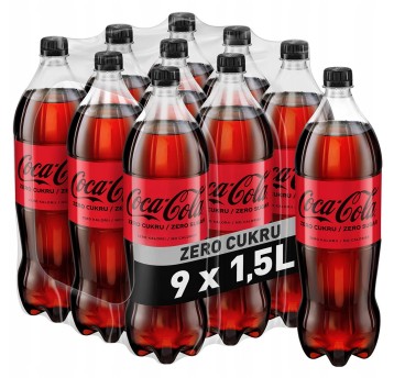 Napój gazowany COCA-COLA ZERO butelka plastik 1,5L 9 szt.