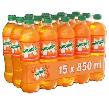 Napój gazowany MIRINDA pomarańcza butelka plastik 850ml 15 szt.