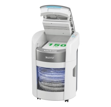 Niszczarka LEITZ OPTIMAX AUTOFEED HOME OFFICE 150 P5 ścinki 2 x 5mm | P-5 | 15L z obrotowym pojemnikiem [80370000]