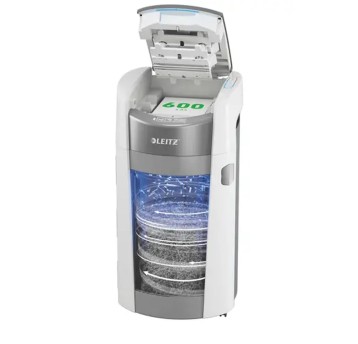 Niszczarka LEITZ OPTIMAX AUTOFEED OFFICE PRO 600 P5 ścinki 2 x 5mm | P-5 | 50L z obrotowym pojemnikiem [80430000]