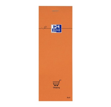 Notatnik kratka 80 kartek OXFORD EVERYDAY miękka kol. pomarańczowy lista zakupowa, 74 x 210mm [100106276]