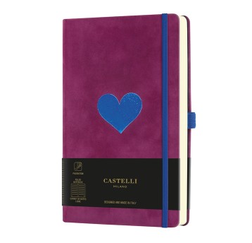 Notes A5- gładki 240 stron 70g CASTELLI VELLUTHO HEART kol. czerwony 14 x 21cm [9576471]