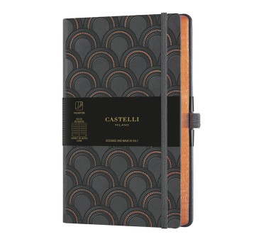 Notes A5- linia 192 stron 90g CASTELLI ART DECO COPPER kol. szaro-pomarańczowy 13 x 21cm [9576661]
