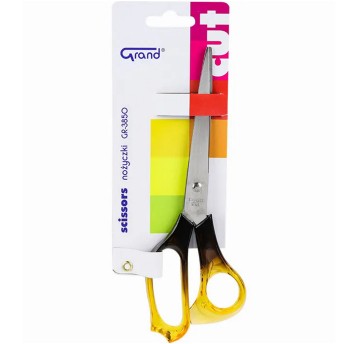 Nożyczki biurowe bursztynowe GRAND GR-3850 21cm praworęczne [130-1386]