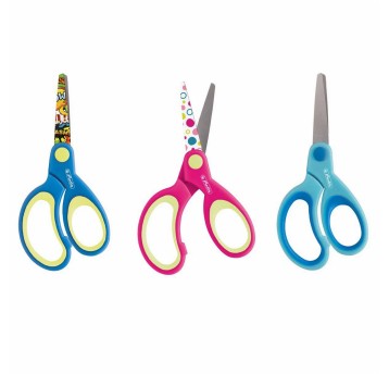 Nożyczki szkolne zaokrąglone HERLITZ kol. mix wzorów 13cm leworęczne granatowy, niebieski, różowy [0010897163]
