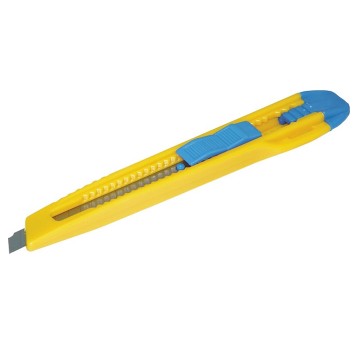Nożyk z wymiennym ostrzem uniwersalny 12,5cm 9mm DONAU kol. niebiesko-żólty z blokadą [7945001-99]