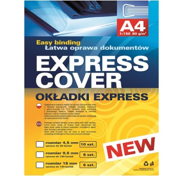 Okładka do bindowania A4 10 szt. ARGO EXPRESS kol. czarny 4,5mm z listwami wsuwanymi [415049]