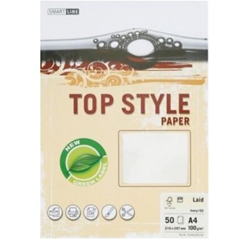 Papier ozdobny biały A4 100g 50 arkuszy SMART LINE TOP STYLE Laid [TSLA410/0050]