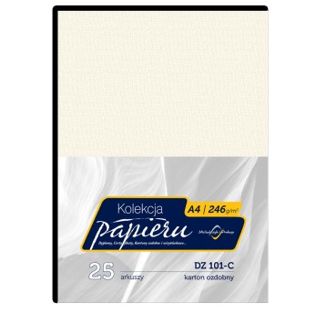 Papier ozdobny kremowy A4 246g 25 arkuszy MICHALCZYK I PROKOP płótno [DZ101-C]
