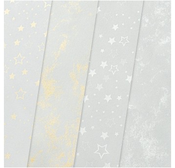 Papier ozdobny mix kolorów A4 200g 20 arkuszy GALERIA PAPIERU Blask gwiazd wzory perłowe i złote [208928]