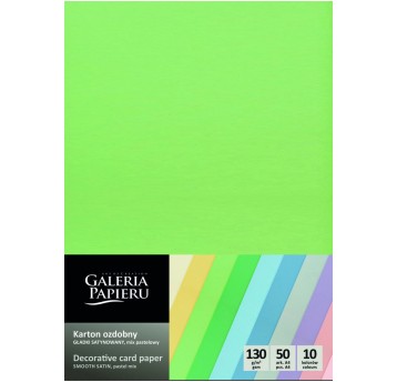 Papier ozdobny mix kolorów pastelowych A4 130g 50 arkuszy GALERIA PAPIERU gładki (10 x 5) [205511]