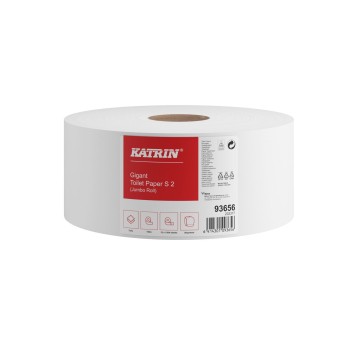 Papier toaletowy celulozowy 2 warstwy kol. biały KATRIN Jumbo | Ø180mm szer. 88mm dł. 149,96m 1304 listki | 12 rolek [93656]