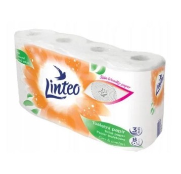 Papier toaletowy celulozowy 3 warstwy kol. biały LINTEO Linteo | Ø105mm szer. 95mm dł. 15m 130 listków | 8 rolek [20682]