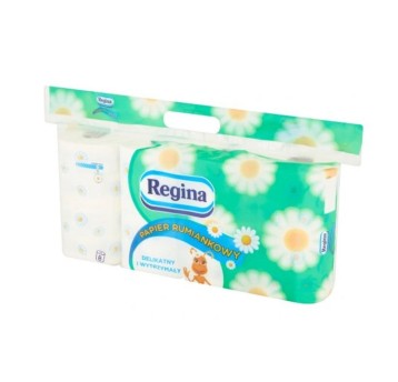 Papier toaletowy celulozowy 3 warstwy kol. biały REGINA Rumiankowy | Ø105mm szer. 97mm dł. 18,4m 150 listków | 8 rolek