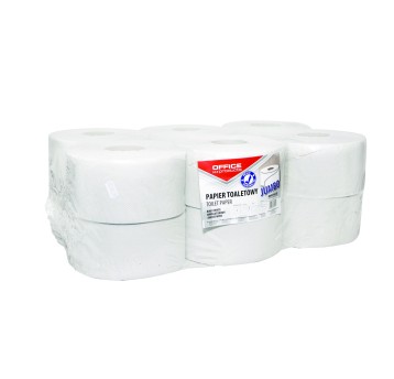 Papier toaletowy makulaturowy 1 warstwa kol. biały OFFICE PRODUCTS Jumbo | Ø180-190mm szer. 90mm dł. 120m | 12 rolek [22046139-14]