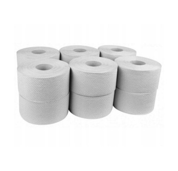 Papier toaletowy makulaturowy 1 warstwa kol. szary JUMBO Jumbo | Ø180mm szer. 90mm dł. 100m | 12 rolek