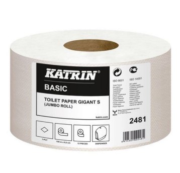 Papier toaletowy makulaturowy 1 warstwa kol. szary KATRIN Gigant | Ø180mm szer. 88mm dł. 150m | 12 rolek [2481]