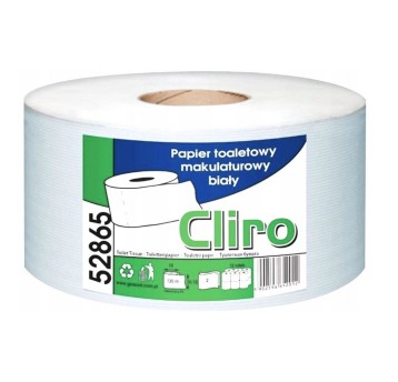 Papier toaletowy makulaturowy 2 warstwy kol. biały CLIRO Jumbo | Ø190mm szer. 90mm dł. 120m | 12 rolek [52865E]