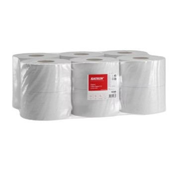 Papier toaletowy makulaturowy 2 warstwy kol. biały KATRIN Gigant 2W | Ø180mm szer. 95mm dł. 150m 600 listków | 12 rolek